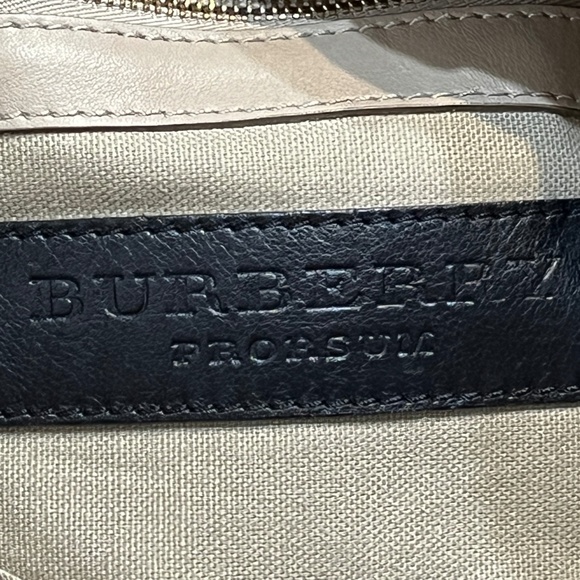 Burberry Womens Plaid Leather Top Shoulder Handbag Canvas Buckle Purse Cream - Picture 12 of 16